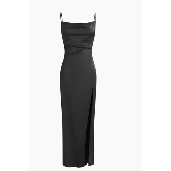 Commense Black Maxi Length Dramatic Thigh Split Dress - S - Picture 4 of 7